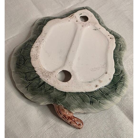 Vtg. Green Maple Leaf Ceramic Hanging Plate/Trinket & Key Tray/Collectible Plate - Picture 3 of 6